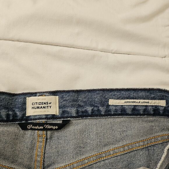 Citizens Of Humanity Shorts Womens 26 Blue Annabelle Long High-Rise Raw Hem Boho - Picture 2 of 10